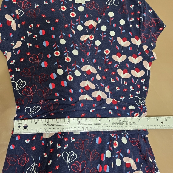 Boden Lily Rushed Waist Jersey Maxi Dress Sz 6R Navy Floral Fit & Flare Stretchy - Picture 14 of 14